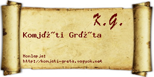 Komjáti Gréta névjegykártya